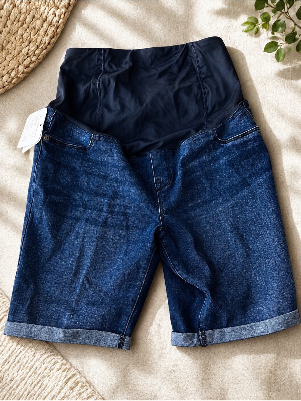 Isabel Maternity Dark Wash Bermuda Denim Shorts Size 12